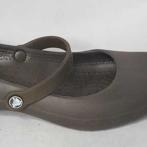 Crocs Womens Brown Comfort Mary Jane Ballet Flat